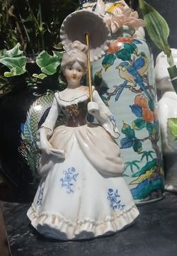 Porcelain Victorian Lady Figurine with Parasol