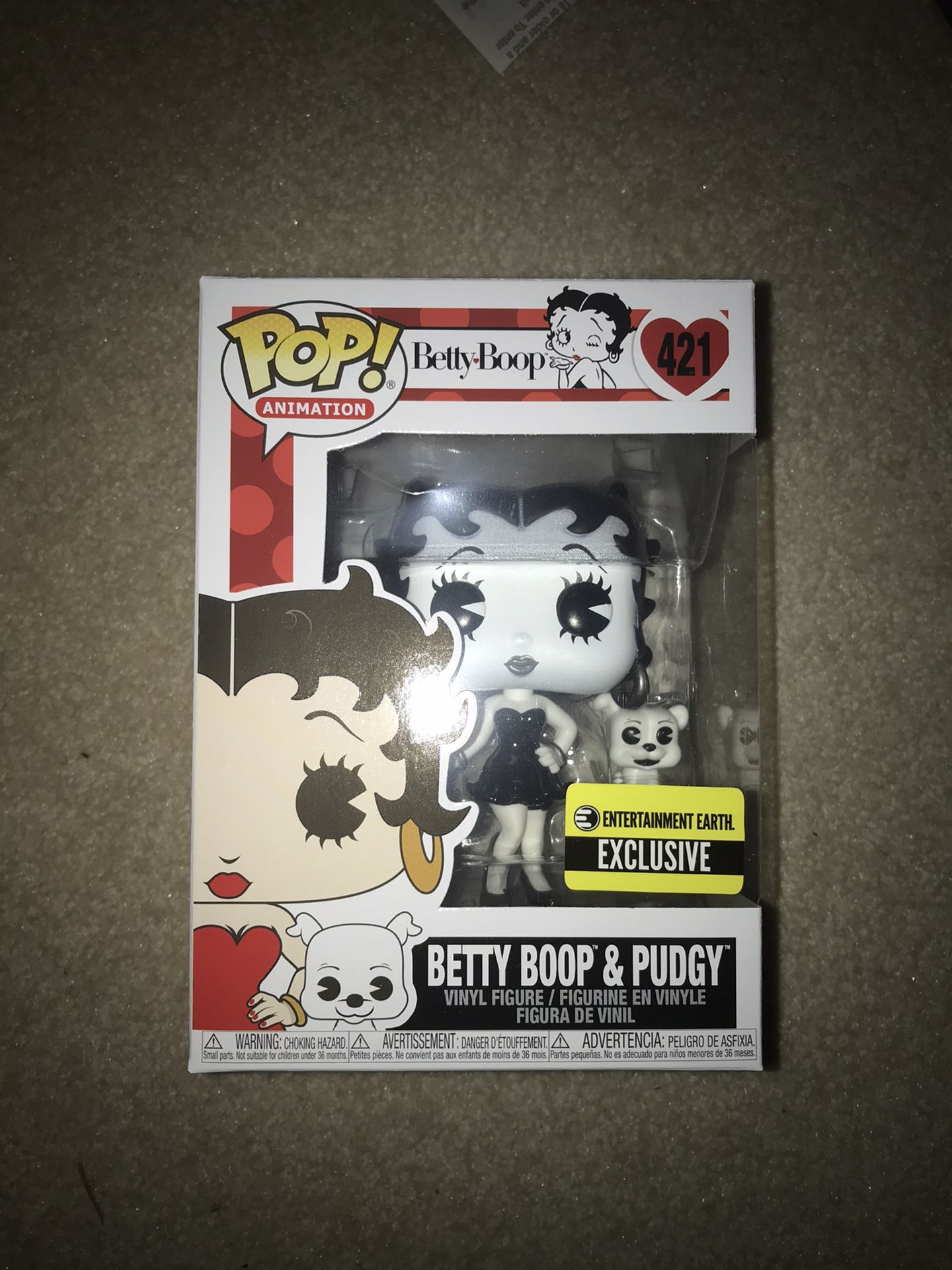 Funko pop Betty boop and Pudgy black and white