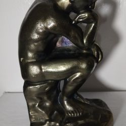 1928 THE THINKER -BRONZE / BRASS BOOKEND 7"×4"×3"