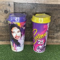 2 Selena Quintanilla Limited Edition Stripes Plastic Travel Cup Tumbler New