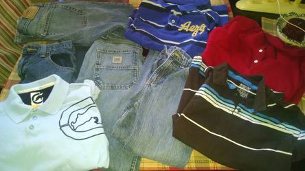 Lot of boys name brand clothes size 14