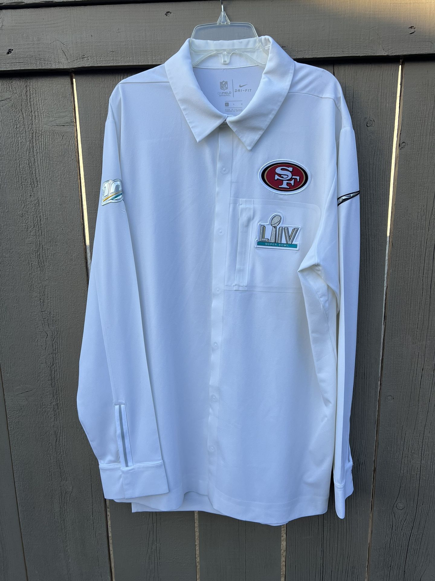 Nike San Francisco 49er Dri-Fit Sideline Super Bowl LIV Long-Sleeve Shirt Large