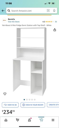 DormCo Yak About It Mini Fridge Dorm Station - White Organizer Shelf Unit