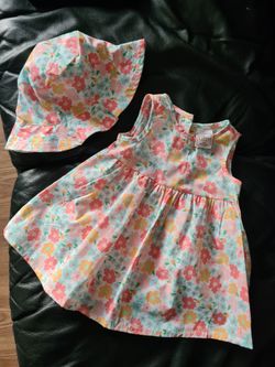 Baby Girl Floral Dress and Sun Hat Set