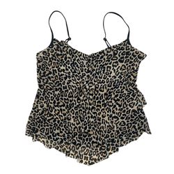 Tropical Escape Womens 8 Triple Tier Tankini Top Leopard Print Ruffle