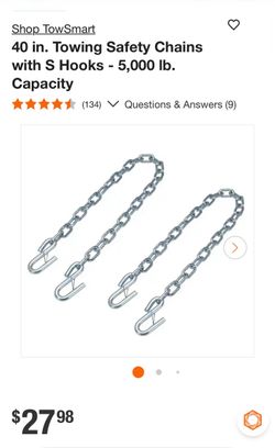TowSmart 40 in. Towing Safety Chains with S Hooks