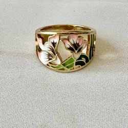 Floral Sterling Silver Ring, Size 8
