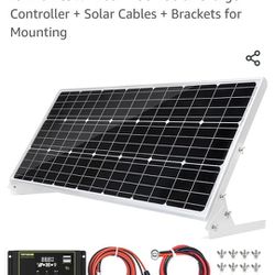 100W 12V Solar Panel Kit Battery Charger 100 Watt 12 Volt Off Grid System for Homes RV Boat + 30A Solar Charge Controller + Solar Cables + Brackets fo
