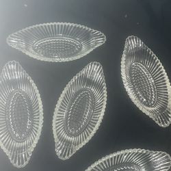 Vintage Cut Glass Crystal Dish Relish Tray Serveware 9" (5 pieces)