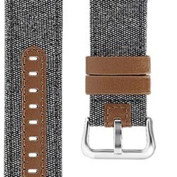 Jobese Compatible With Fitbit Versa Band For Men,canvas Fabric With Genuine Leather