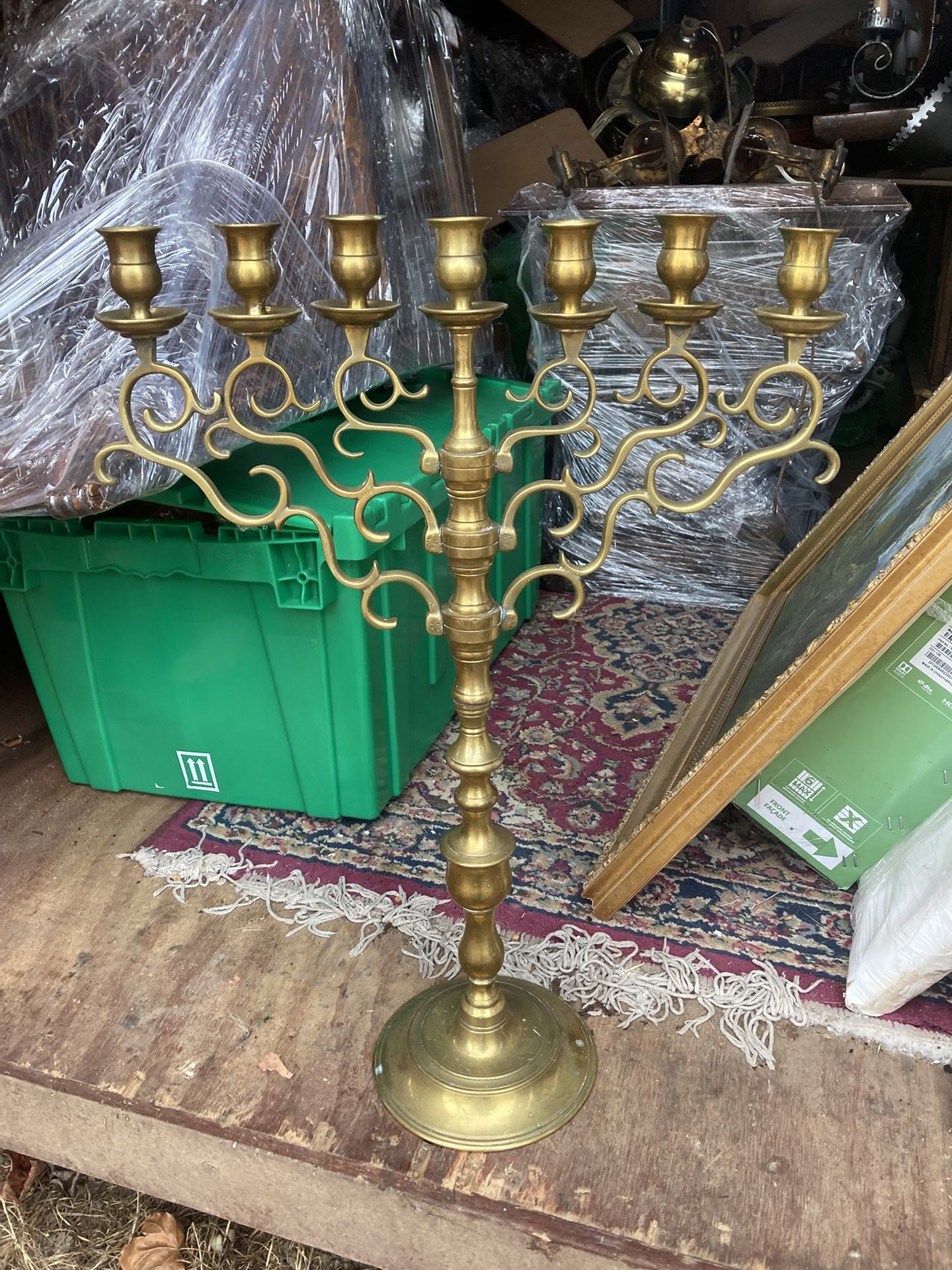 Late 19th Century Brass Candelabra Menorah