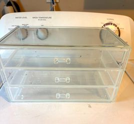 Lucite desktop office supply cabinet or you can use for tools