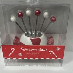 Peppermint Swirl Cocktail Pick Set