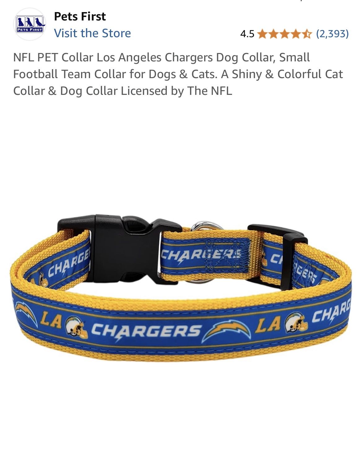 L.A. Chargers Dog Collar