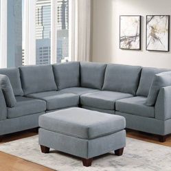 Brand New Grey 6pc Modular Sectional Sofa