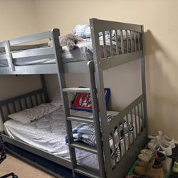 Donco Kids Twin Over Twin Solid Wood Mission Bunk Bed in Dark Gray