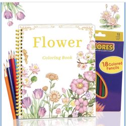 Beautiful Adult Coloring Book Set with 18-Color Pencil Set - Coloring Books for Adults Relaxation Adult Coloring Book for Women Gifts.Elegant Art Styl