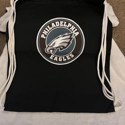 Philadelphia Sports Fans Drawstring Backpack Blue Black Green 14” X 18” New