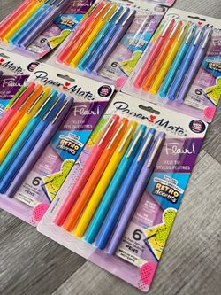 Paper Mate Flair Felt Tip Pens, Medium Point (0.7mm), Special Edition Retro Accents, Assorted Colors, 6 Count