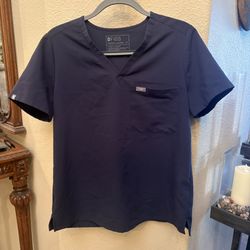 FIGS Navy Blue V-Neck Technical Collection Scrub Shirt Size Medium