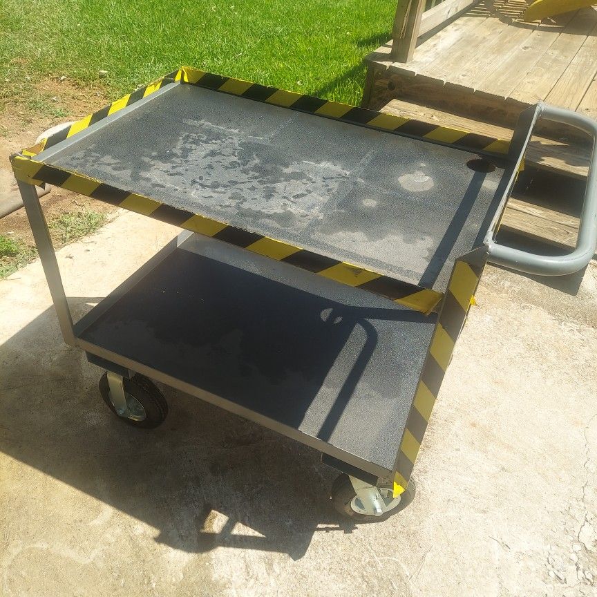 Metal Utility Cart with Pneumatic Wheels