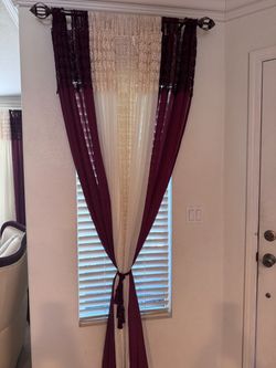 Curtains (burgundy and beige colored)