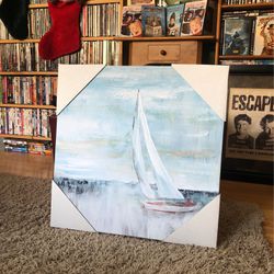 Brand New 20” X 20” Beach/Lake Sailboat Printed Canvas
