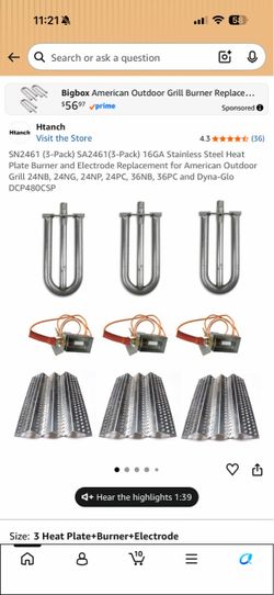 Stainless Steel Grill Burner Replacement Kit 3-Pack
