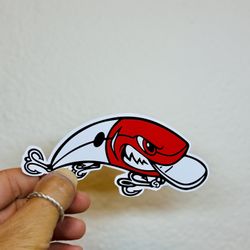 Angry Bait Fishing Lure Sticker Fish Boat Tackle Car Popper Decal Bass Trout
