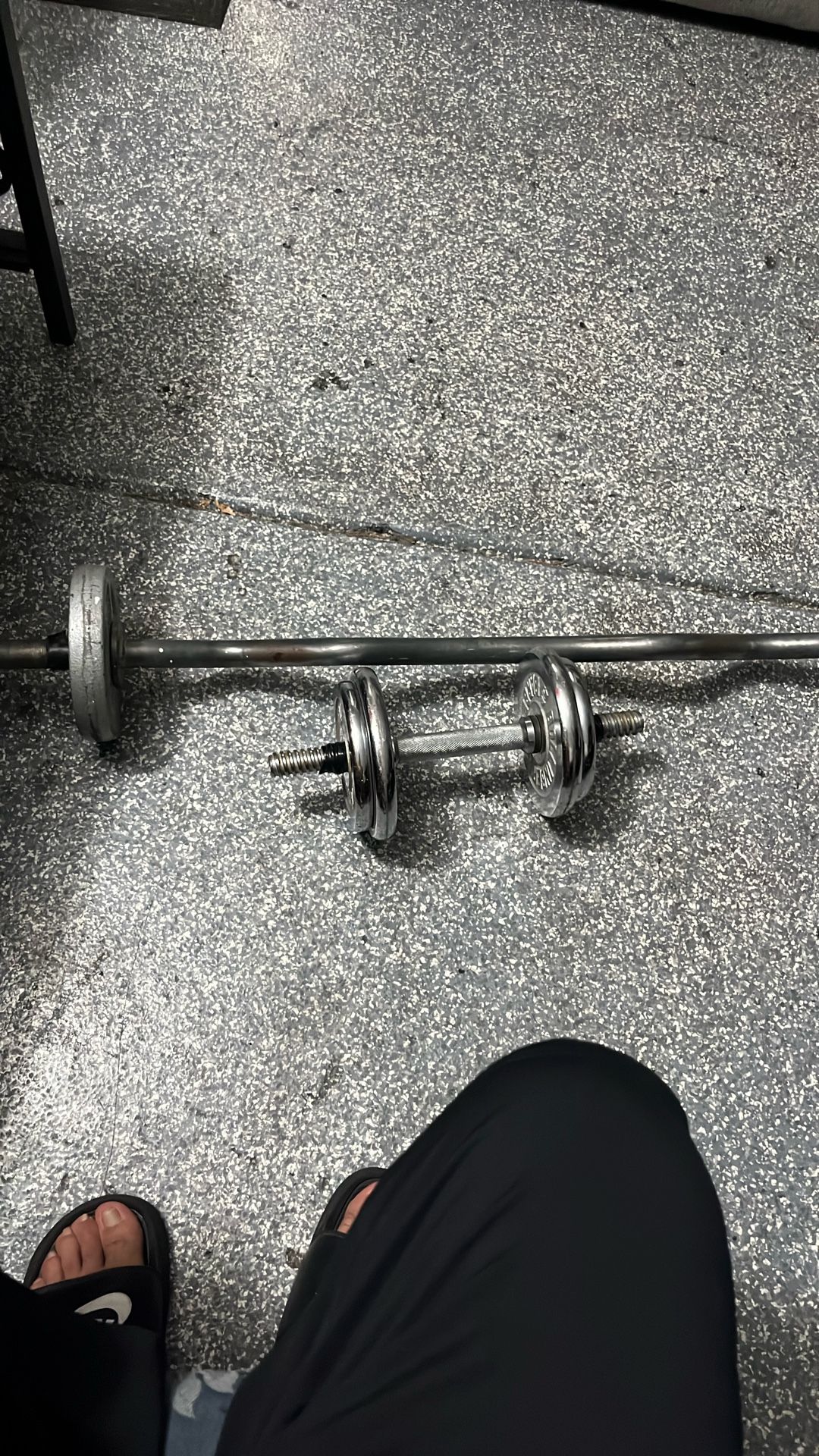 Curl Bar And 1 Dumbbell 