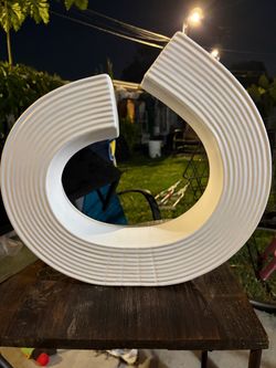 White Ribbed Abstract Spiral Sculpture