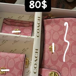 Pink Coach Purse Set 80$