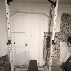 Squat Rack, 45lb barbell, Adjustable Seat