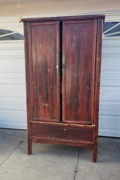 Big Rustic Farmhouse Armoire Natural Wood Unique Closet Shelves