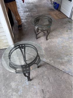 Twin matching glass tables , 8/10 condition