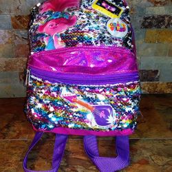 Girls Troll Backpack • DreamWorks • Very Glittery & Colorful • Measures 10" Wide , 12"- High . Measure's : 10"-Wide x 12"- High .

E-2