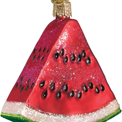 Old World Christmas Watermelon Wedge Glass Blown Ornament for Christmas Tree, Handcrafted Holiday Decoration, Fruit Collection
