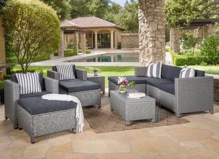 NEW 5 Person Outdoor Sectional Patio Furniture Set W/ Cushions & Tables, 10 Piece Sectional !