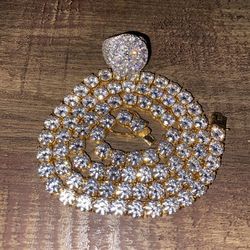 MOISSANITE 925 SILVER TENNIS AND RING