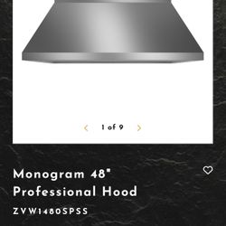 GE Monogram 48in Vent Hood ZVW1480SPSS