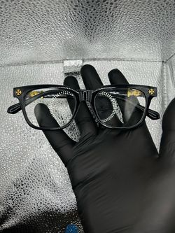 Black Square Eyeglasses Gold Hardware