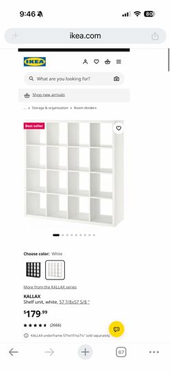 IKEA KALLAX 4x4 Cube Shelf – White – Excellent Condition