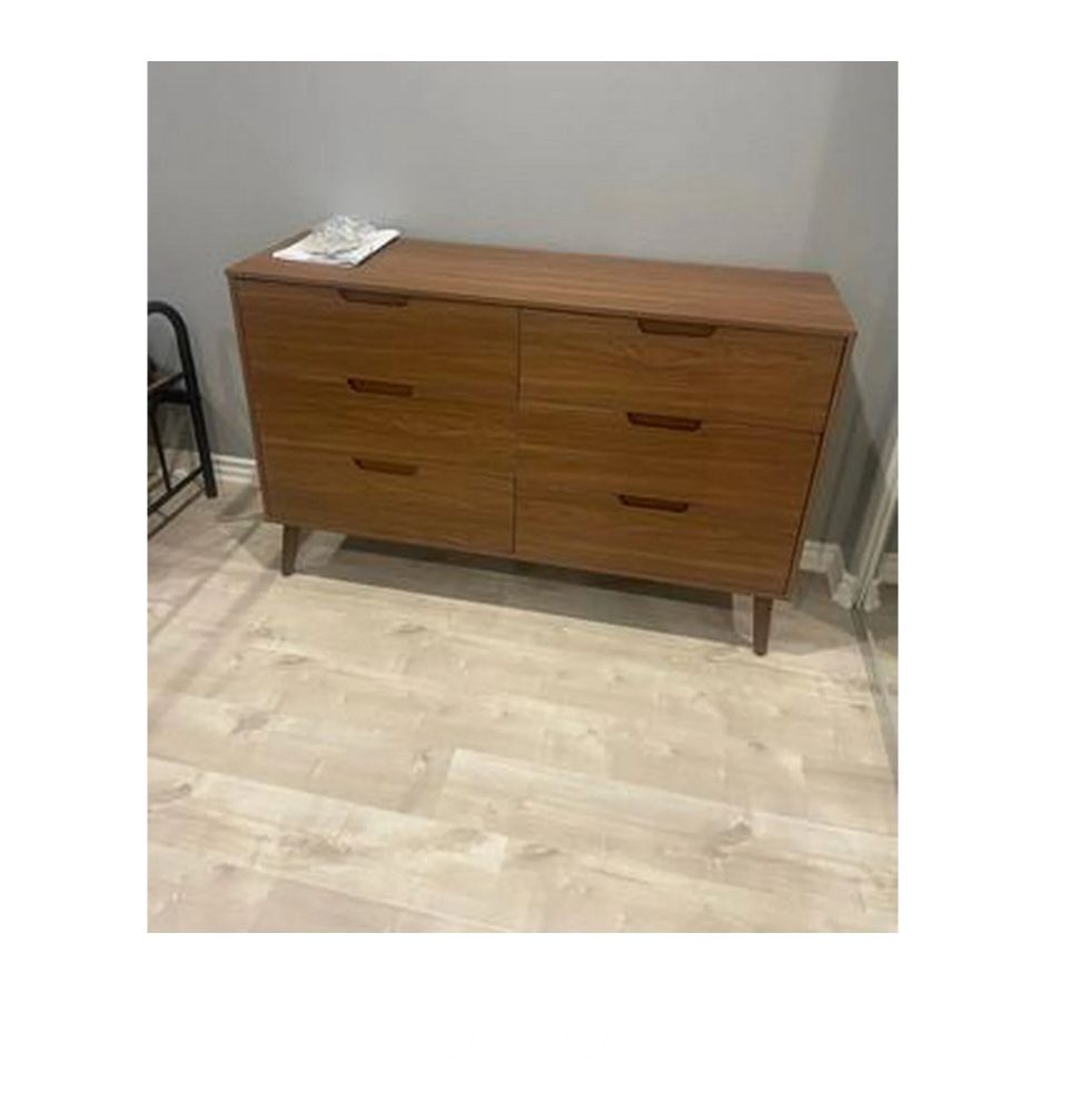 6 Drawer Dresser, Bedroom, Brown Walnut, New in Box