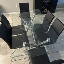 Glass Dining Room Set With 6 Chairs