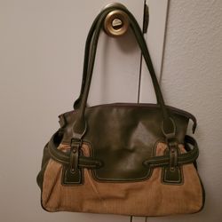 Tommy Hilfiger Leather And Corduroy Olive Green Purse