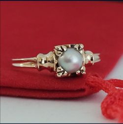 ❤️10k Size 6.5 Lovely Solid Yellow Gold Grey Fresh-Water Pearl Ring!/ Anillo de oro con 1 Perla de Agua Dulce! 👌🎁Post Tags: 10k 14k