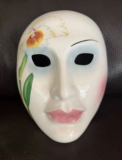 Vtg 80's Vandor Pelzman Design Ceramic Mask  Iris Flower 1985 Japan Rare