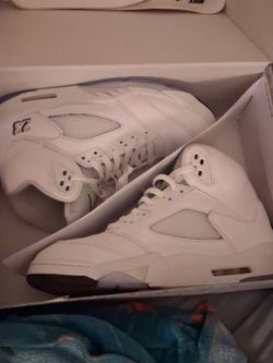 White metallic jordan 5s