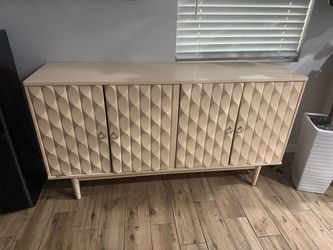Cream 4-Door Sideboard Cabinet with Textured Doors
