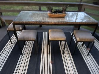 Outdoor Table, Iron Glass And Return Return
